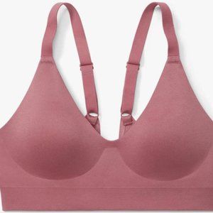 True & Co Pink Soft Form V-Neck Adjustable Strap Wireless Bralette Size L